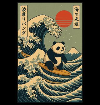 Obrázek 2 produktu Pánská mikina Surfující Panda u Kanagawy