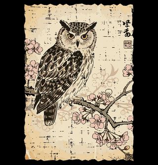 Obrázek 2 produktu Pánská mikina Sova na Větvi Sakury Ukiyo-e Art