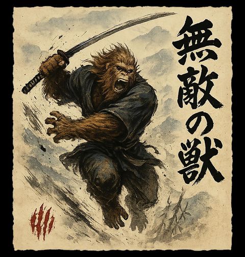 Obrázek produktu Pánské tričko Neporazitelná Gorila Samuraj s Katanou