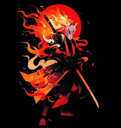 Obrázek produktu Dámské tričko Ohnivý Liščí duch Japonska Kitsune