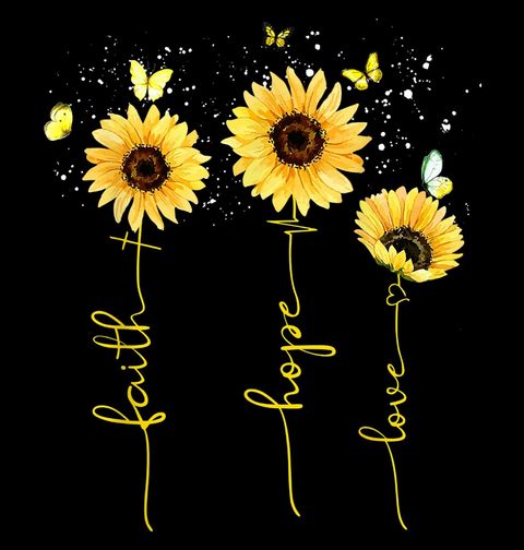 Obrázek produktu Pánské tričko Slunečnice a Motýli Faith Hope Love