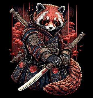 Obrázek 2 produktu Pánské tričko Panda červená Samuraj s Katanou