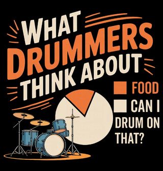 Obrázek 2 produktu Pánské tričko O čem bubeníci přemýšlejí - Food Can I drum on that?