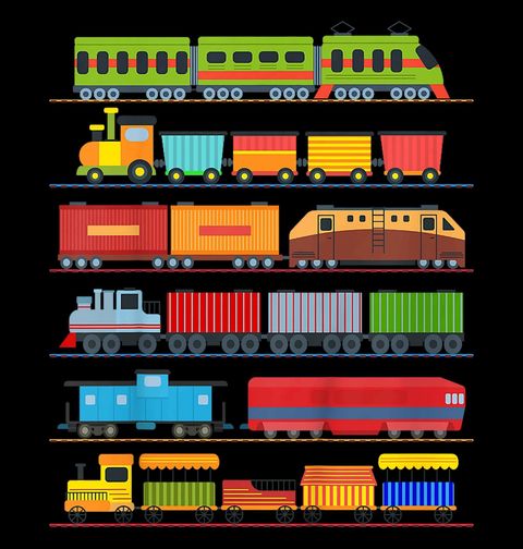 Obrázek produktu Dámské tričko Barevná Železnice plná Vlaků