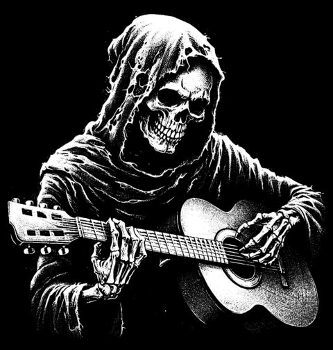 Obrázek produktu Pánské tričko Smrtka s Akustickou Kytarou