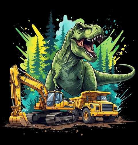 Obrázek produktu Pánské tričko Dinosaurus T-Rex na Stavbě