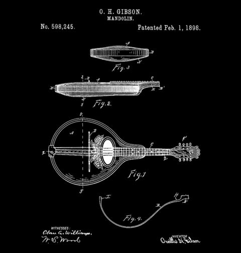 Obrázek produktu Pánské tričko Mandolína Patent O. H. Gibson