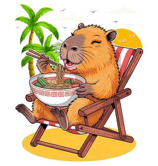 Obrázek 2 produktu Dětské tričko Kapybara Ramen na Pláži