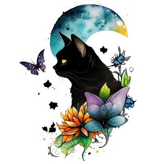 Obrázek 2 produktu Dámské tričko Kočka a Motýl pod Modrým Měsícem