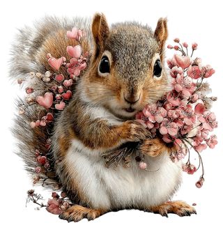 Obrázek 2 produktu Pánské tričko Roztomilá Veverka s Květinami