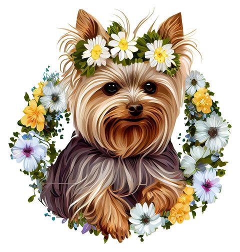 Obrázek produktu Dětské tričko Jorkšírský teriér v Květinovém Věnci