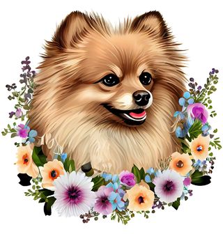 Obrázek 2 produktu Dámské tričko Pomeranian v Květinovém Věnci