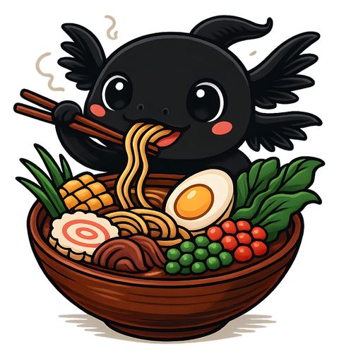 Obrázek produktu Dámské tričko Černý Axolotl a Ramen