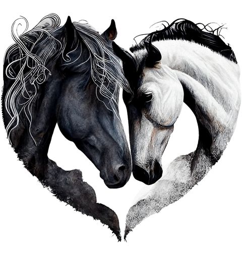 Obrázek produktu Dětské tričko Zamilovaný Černý a Bílý Kůň