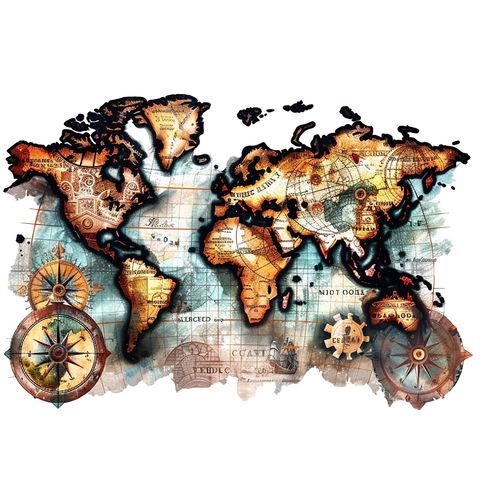 Obrázek produktu Dětské tričko Starodávná Mapa Světa