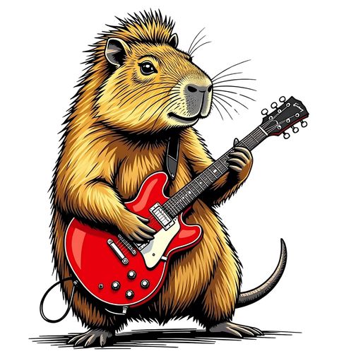 Obrázek produktu Dětské tričko Rocková Kapybara s Kytarou