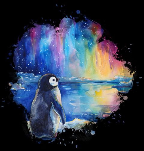 Obrázek produktu Pánské tričko Tučňák u Jezera pod Polární Září