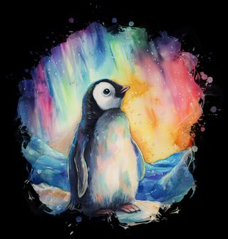 Obrázek 2 produktu Dámské tričko Malý Tučňák pod Polární Září