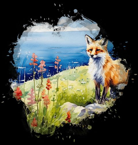 Obrázek produktu Pánské tričko Liška na Břehu Lesního Jezera