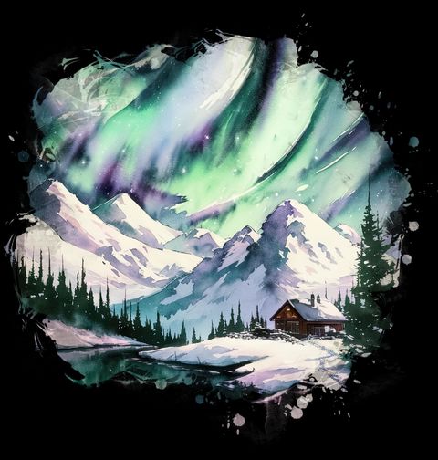 Obrázek produktu Pánské tričko Severské Hory pod Polární Září