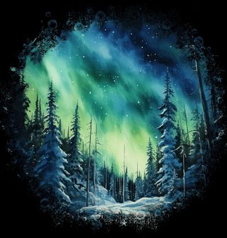 Obrázek 2 produktu Pánské tričko Zelená Polární Záře nad Lesem