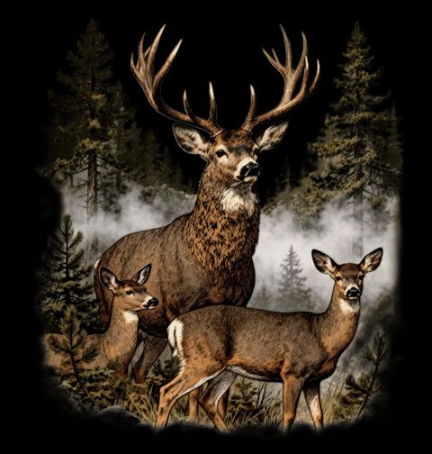 Obrázek produktu Dámské tričko Jelen běloocasý a Laně v Lese