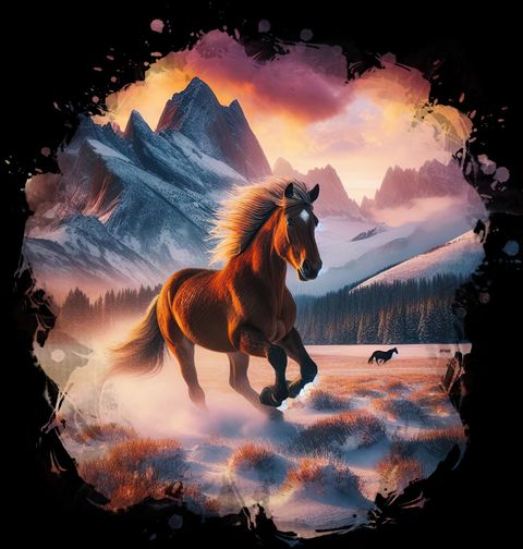 Obrázek produktu Pánské tričko Kůň Mustang na Zasněženém Poli