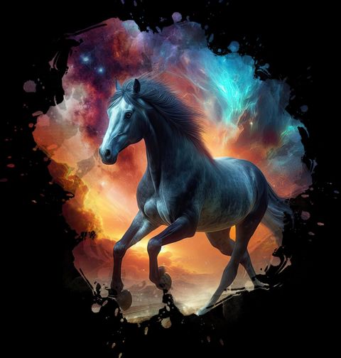 Obrázek produktu Dámské tričko Kosmický Kůň mezi Galaxiemi