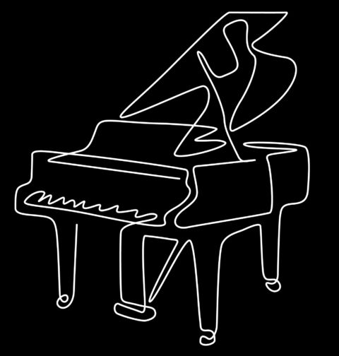 Obrázek produktu Dámské tričko Piano jedním tahem One Line Art