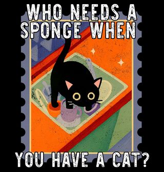 Obrázek 2 produktu Dětské tričko Kdo potřebuje houbičku, když má kočku?