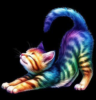 Obrázek 2 produktu Pánské tričko Protahující se Duhové Kotě