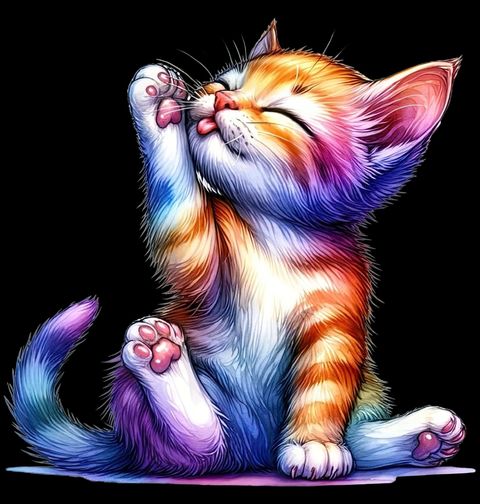 Obrázek produktu Dámské tričko Čistící se Kotě