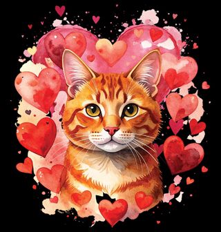 Obrázek 1 produktu Dětské tričko Zrzavá Mourovatá Kočka mezi Srdci