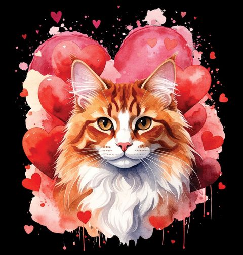 Obrázek produktu Dámské tričko Oranžová Kočka mezi Srdci