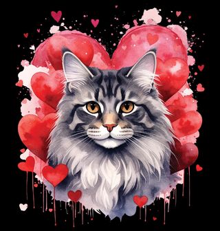 Obrázek 1 produktu Pánské tričko Šedá Kočka mezi Srdci