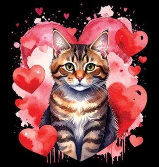 Obrázek 1 produktu Dětské tričko Mourovatá Kočka mezi Srdci