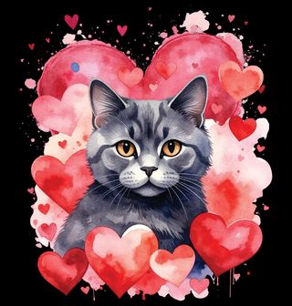 Obrázek 1 produktu Dámské tričko Britská krátkosrstá Kočka mezi Srdci