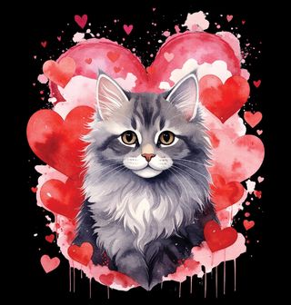 Obrázek 1 produktu Dámské tričko Britská dlouhosrstá Kočka mezi Srdci