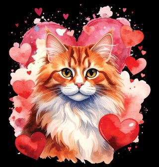 Obrázek 1 produktu Dámské tričko Zrzavá Kočka mezi Srdci