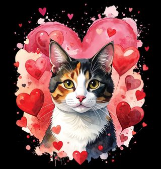 Obrázek 2 produktu Dětské tričko Tříbarevná Kočka Calico mezi Srdci