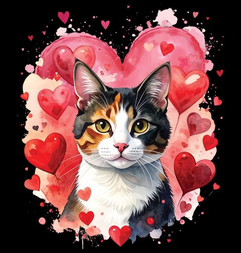 Obrázek produktu Dětské tričko Tříbarevná Kočka Calico mezi Srdci