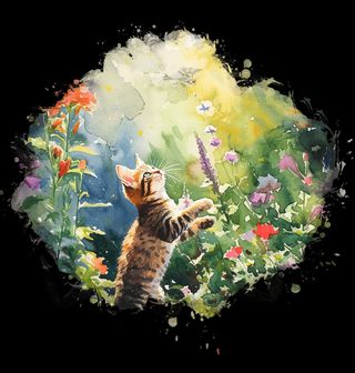 Obrázek 2 produktu Dámské tričko Hravá Kočka v Zahradě