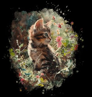 Obrázek 2 produktu Dětské tričko Mourovaté Kotě v Květinové Zahradě