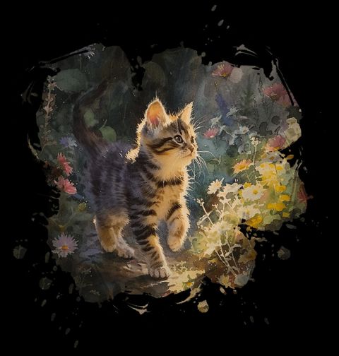 Obrázek produktu Dámské tričko Kočičí Dobrodružství mezi Květy