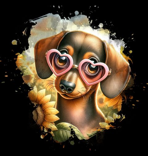 Obrázek produktu Dámské tričko Zamilovaný Jezevčík mezi Slunečnicemi