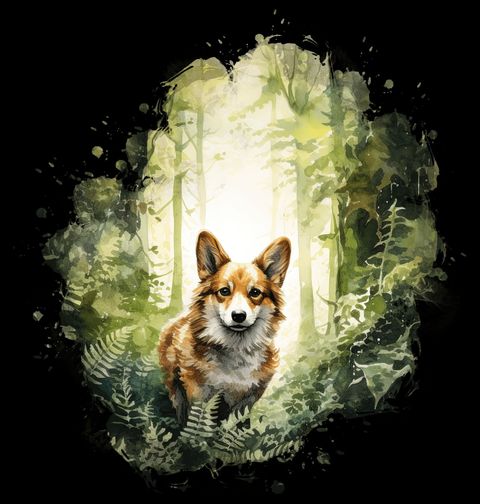 Obrázek produktu Dětské tričko Zvědavý Corgi v Lese