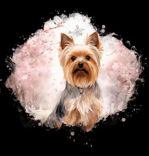 Obrázek produktu Dámské tričko Jorkšírský teriér mezi Sakurami