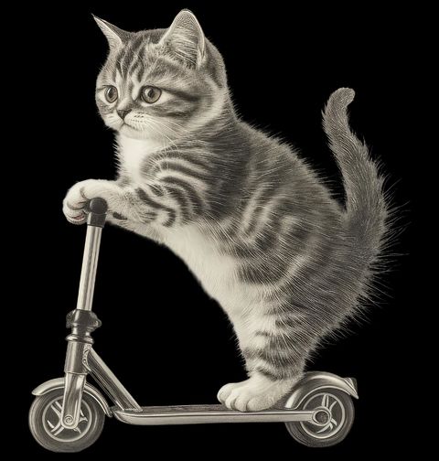 Obrázek produktu Pánská mikina Britská krátkosrstá Kočka na Koloběžce