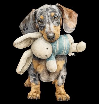 Obrázek 1 produktu Dámské tričko Jezevčík s Plyšovým Králíkem