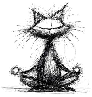 Obrázek 2 produktu Pánské tričko Meditující Kočka Skica